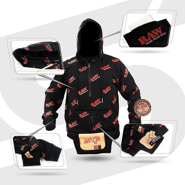 RAW X Rolling Papers Rawler Hoodie | Multi Function Smokers Hoodie with Face Mask - image 2 of 2